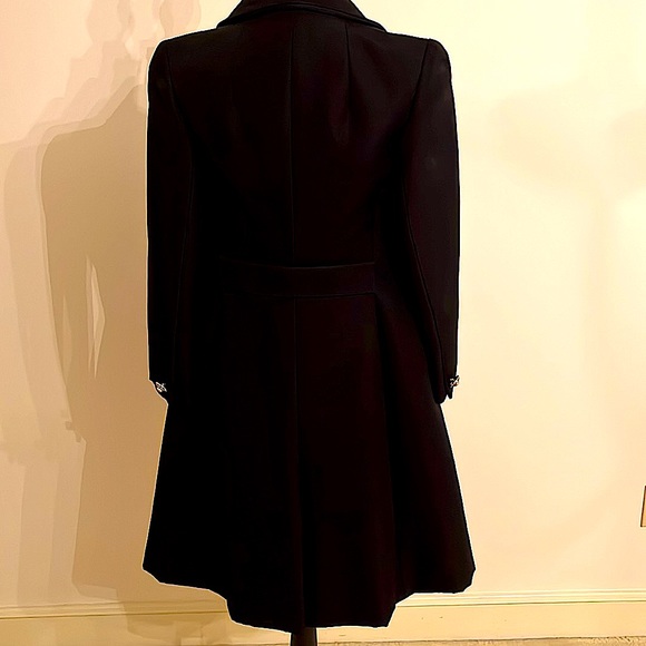 Vtg Christian Dior New York Black Ottoman Wool Silk Dress Coat Size 4-6 Like New - Picture 8 of 9